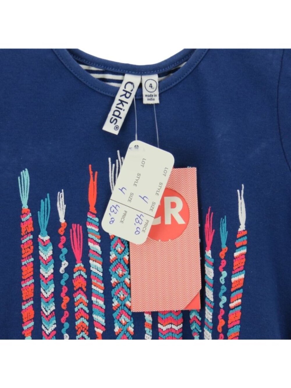 Girls 2-Piece Size 4 Top & Legging Set With Friendship Bracelet Print & Stripes - Picture 3 of 4